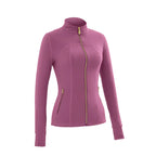 【Gold-Color zipper】Soft Brushed Women's Sporty Jacket, 25'' Inseam Leggings.