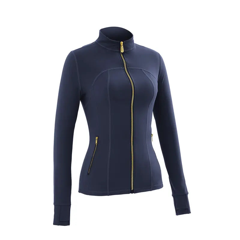 【Gold-Color zipper】Soft Brushed Women's Sporty Jacket, 25'' Inseam Leggings.