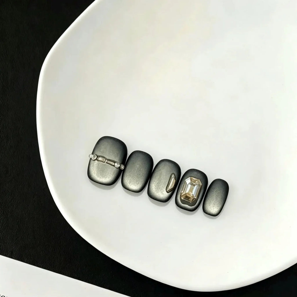 Smoky Black Aura Press On Nails