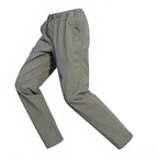 Outdoor rugged soft-shell trousers—straight-leg casual style with articulated tailoring
